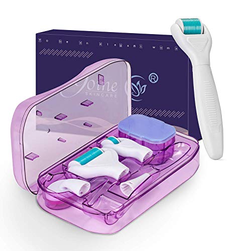 6 in 1 Derma Roller Microneedle Kit for Body and Face 0.2 mm 0.25 mm 0.30 mm - Titanium Dermaplaning Tool for Massage, Cream Absorption and Ultimate Glow - Microneedling and Microdermabrasion