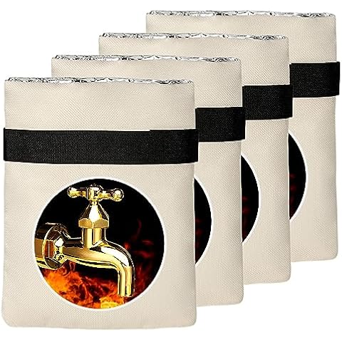 Outdoor Faucet Covers for Winter Freeze Protection Waterproof Spigot Cover Winter Insulated Reusable Hose Bibs Covers for Winter Outside Faucet Socks for Cold Weather,5.5" W x 7.1" H,Beige(4 Pack Cover