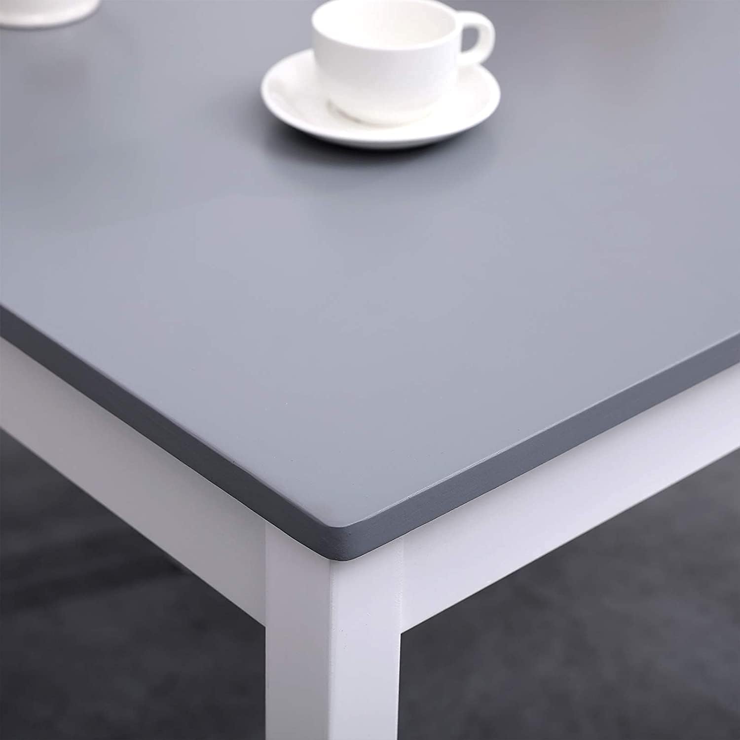SogesPower Set da Pranzo per 4 Persone, Tavolo da Pranzo con 4 Sedie, Tavolo da Cucina in Legno, Tavolo da Pranzo e Sedie, Set di Mobili Salvaspazio per Cucina e Soggiorno, Grigio/Bianco