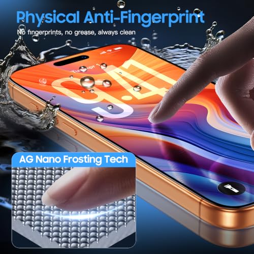 Image of Uyiton for iPhone 17 Pro Max Matte Screen Protector - 2 Pack | Anti‑Glare & Anti‑Fingerprint, Fingerprint Unlocking, 9H+ Hardness, Shatterproof, Full Coverage, Bubble‑Free Easy Install