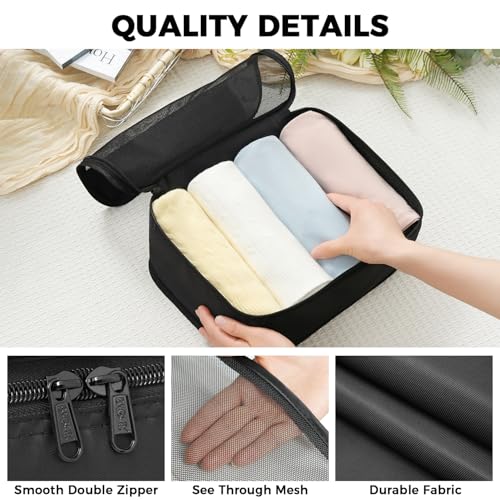 Image of BAGAIL 9 Set Packing Cubes with Packing List Luggage Packing Organizers for Travel Accessories (Black)