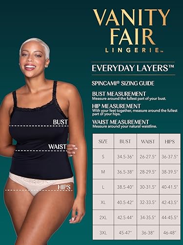 Vanity Fair Women's Perfect Lace Spincami Camisole 17166, Midnight Black, Extra Large - image 8