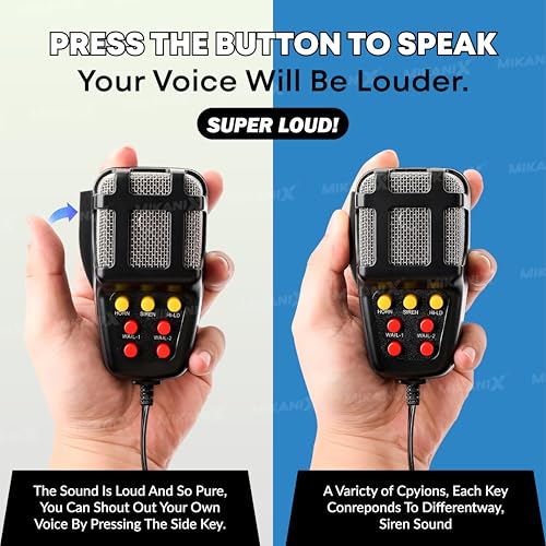 Image of MIKANIX 7 Tone Police Car & Bike Siren Horn Hooter with Mic | PA Speaker System | Super Loud Sound | DC 12V | Remote Control Alarm Buzzer