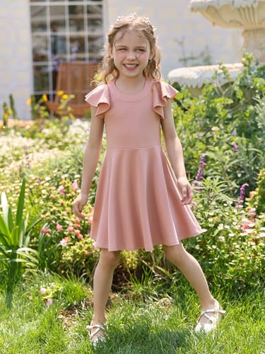 MCieloLuna Summer Casual Mini Dress for Girls Flutter Sleeve Toddlers Kids O-Neck Flower Girl Wedding Guest Dresses4