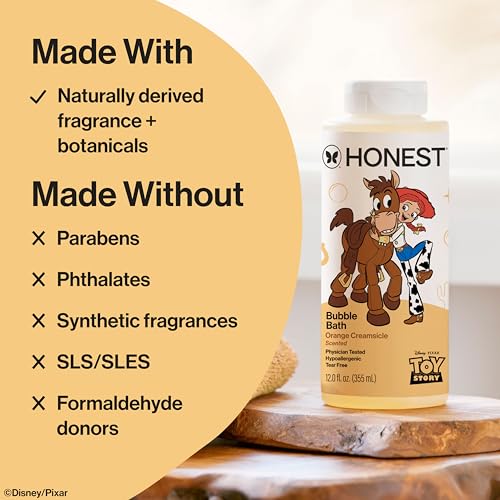 Image of The Honest Company Foaming Bubble Bath, Gentle on Skin, Dermatologist Tested, Tear Free, Hypoallergenic, Disney and Pixar's Toy Story, Orange Creamsicle