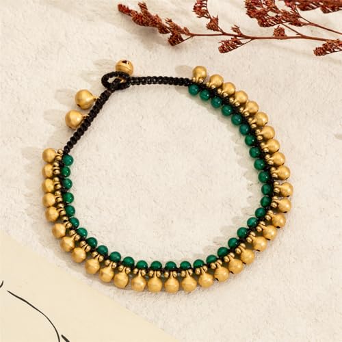 Image of kelistom Bohemian Ankle Bracelets for Women Handmade Natural Stone Beaded Chain Anklet