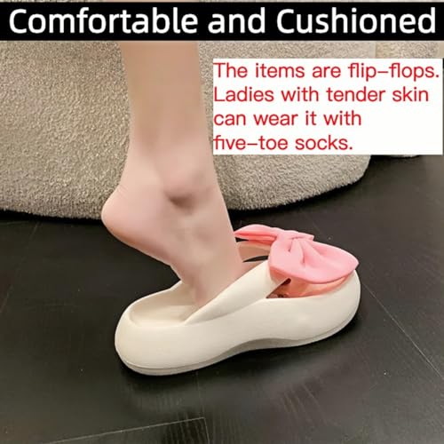 Bow Slippers Cute Flip Flops Summer Beach Ultra Cushion Thick Sole Large Bow Kawaii Preppy Platform Cloud Slides Indoor Outdoor for Women3