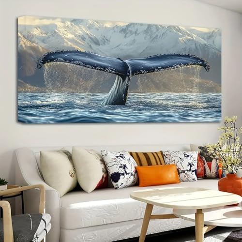 Tableau queue de baleine TONGYINLI 65x130cm sans cadre pour salon