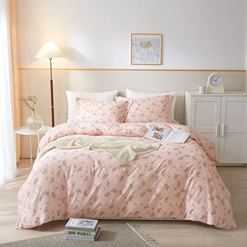 Vclife Floral Duvet Cover Queen Soft Cotton Bedding Sets Reversible Garden Rose Pattern Duvet Cover, 3 Pieces Queen Size Pink Duvet Cover Sets, 1 Queen Flower Duvet Cover And 2 Pillow Cases #TOP9