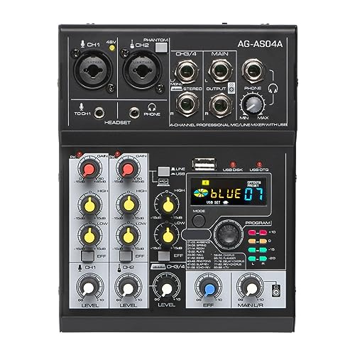 dj controller Mezclador de Audio, mesa de sonido de 4 canales, consola mezcladora de efectos 88 DSP...