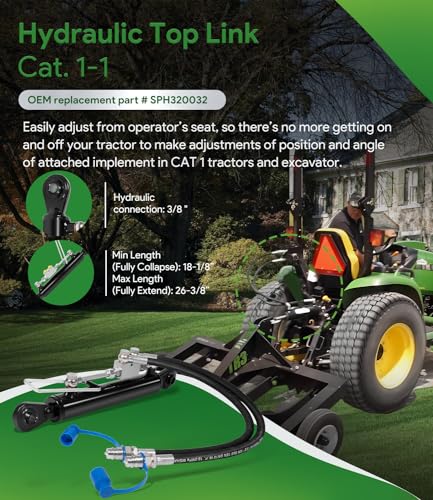 Image of Hydraulic Top Link Cat. 1-1 (18 1 /8 inch - 26 3 /8 inch, 3 /4 inch Hole) with Locking Block with 2 x Hose, SPH320032 2-Way Check Valve Hydraulic Cylinder for Tractor Excavators and Class 1& 2 Equipment