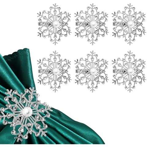 Trimming Shop Silver Napkin Rings with Snowflakes Design Cover