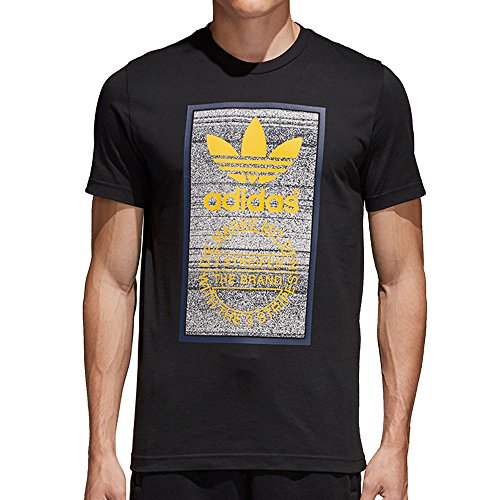 Adidas Tongue Label t-shirt homme haut sportswear col rond en coton noir