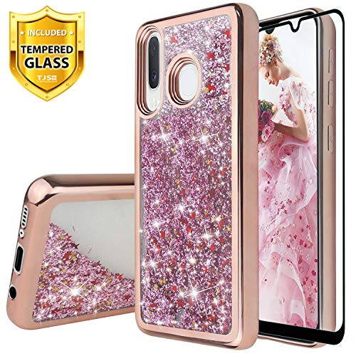 TJS Case for Samsung Galaxy A20/Galaxy A30/Galaxy A50, with [Full Coverage Tempered Glass