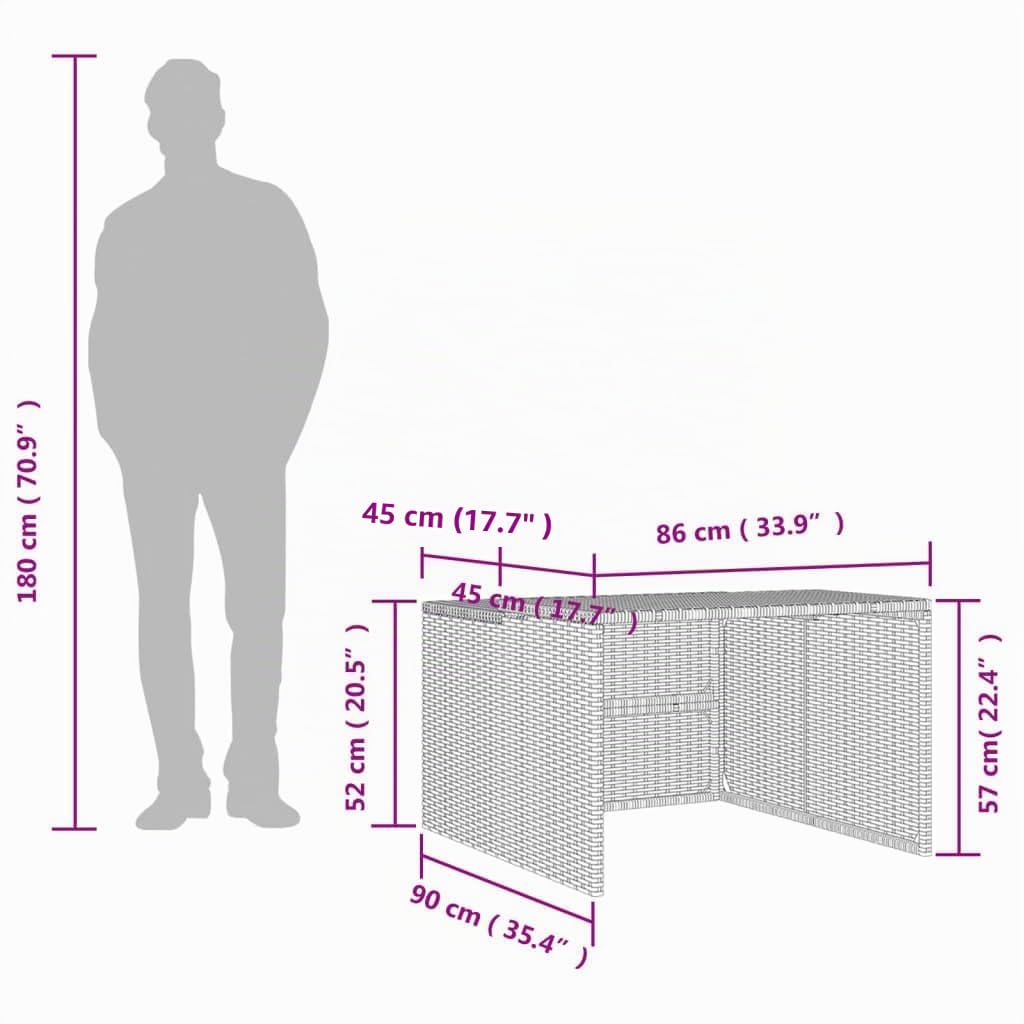 vidaXL Garage per Robot Tosaerba Marrone 86x90x52/57 cm in Polyrattan