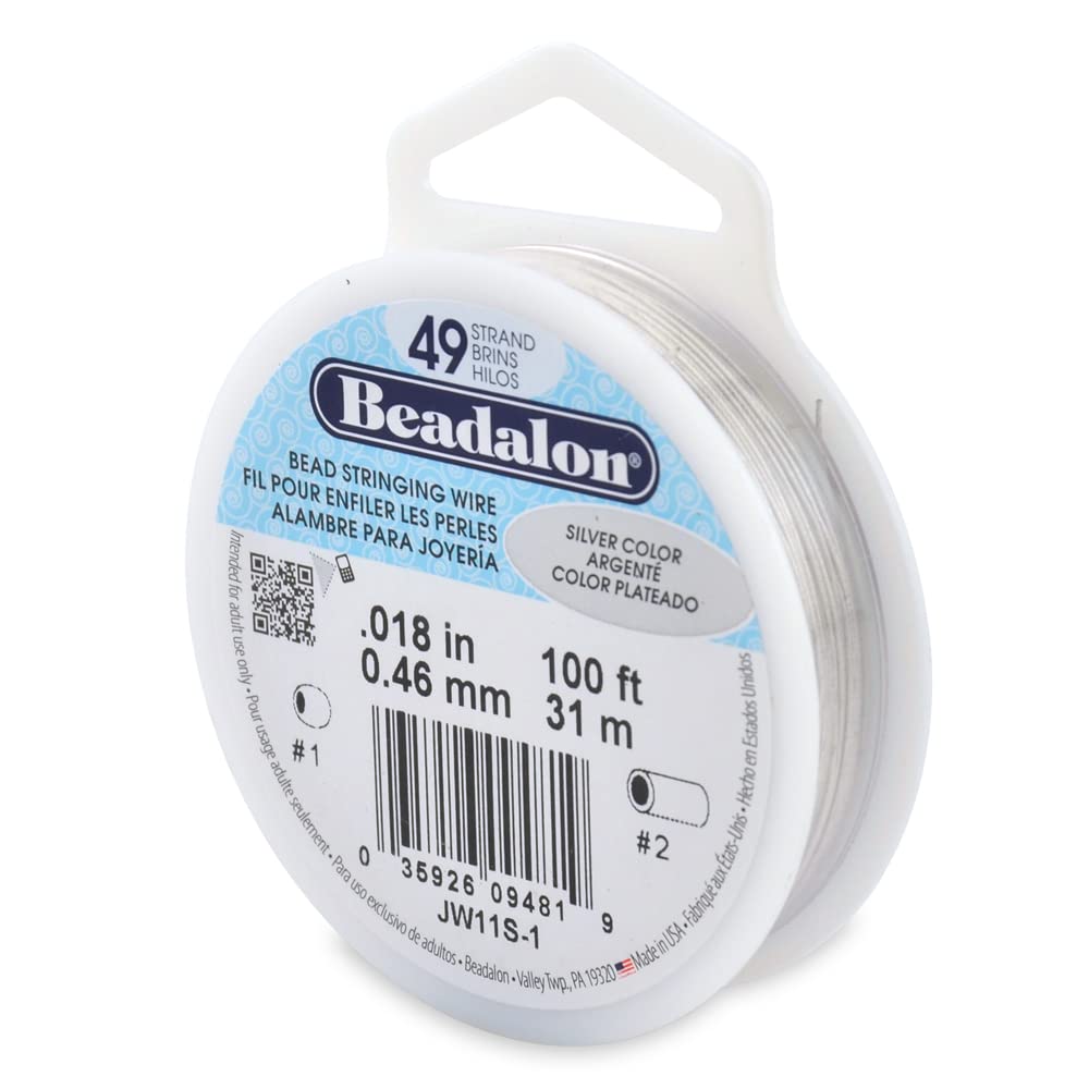 Fil 49 brins Argent Beadalon 0,46 mm x 31 m pour création de bijoux et enfilage de perles