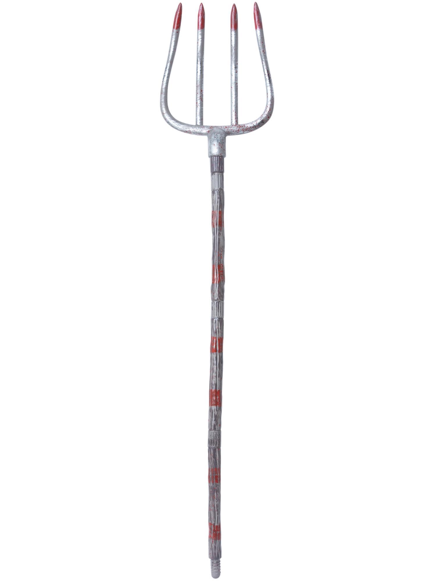 Smiffys Extendable Bloody Pitchfork 5 Piece, 153x25cm, Halloween Fancy Dress Accessory, Devil Dress Up Accessories