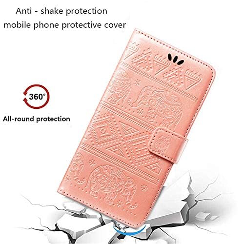 Image of ClickCase for Redmi Note 15 Pro 5G Elephant Embossing Series Faux Leather Magnetic Card Holder Wallet Kickstand Case Flip Cover for Redmi Note 15 Pro 5G (Rose Gold)
