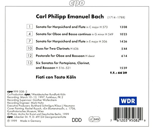 C.P.E. Bach : Musique de Chambre pour Vents. Fiati Con Tasto Cologne. – vue 2