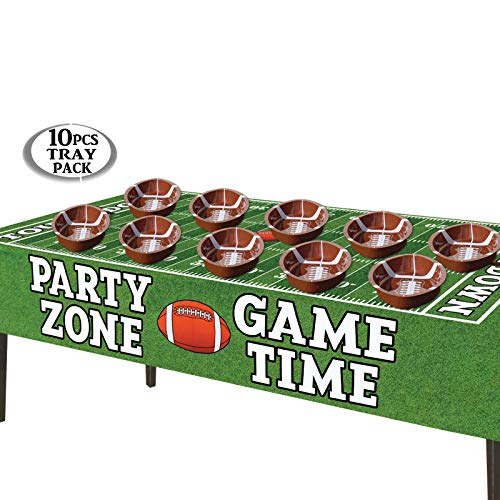 Anapoliz Football Serving Trays | 10 Pcs Plastic Football Snack Trays | Game Day Football Serveware | Tailgate Party Serving Platter thumb #1