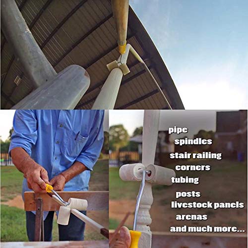 Paint Brush Dual Coating Rolls All Dual Paint Roller Helps Paint Fencing Poles and Corners Dual Paint Roll Paint Railings and Corner Painting Tools (Yellow)