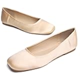 Hee grand Women's Flats Square Toe Ballet Shoes Casual Flats Satin Dress Shoes Comfort Slip-On Loafers