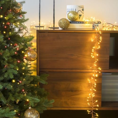 LEALIGHT blachere illumination Guirlande lumineuse de Noël - 5m - Blanc chaud - 500 LED en grappe