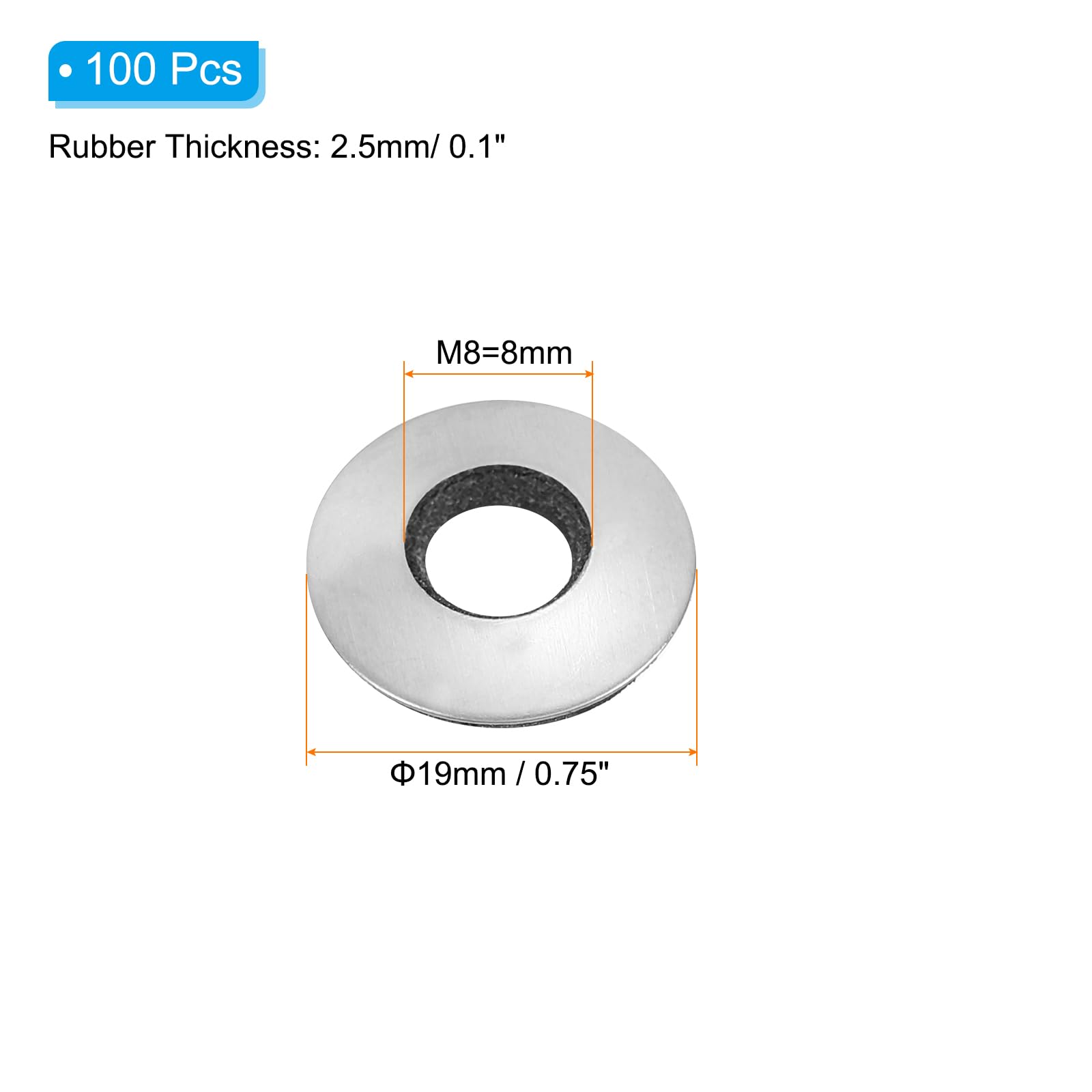 PATIKIL 304 Stainless Steel EPDM Bonded Sealing Washers - Image 2