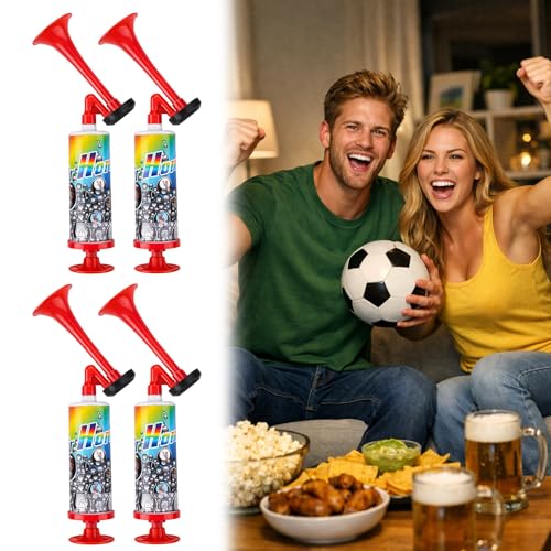 4 Stück Air Horn Lautes Sign Megafon Tröte Fanfare Druckluft Extrem Lautes Signalhorn Für Sportveranstaltungen Tröten Zum Anfeuern Fanfare Druckluft Hupe für Fussball Fanfare Druckluft Tröte