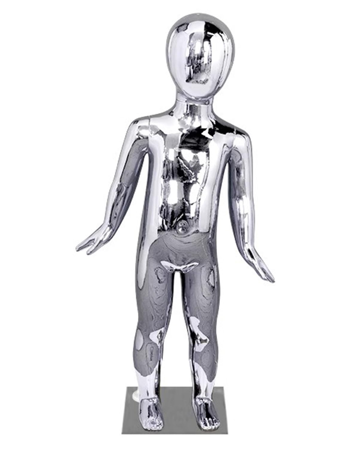 Manekin, błyszczący manekin dziecięcy z włókna szklanego 80 cm / 31 cali - forma sukienki na całe ciało do ekspozycji odzieży dziecięcej, do cosplay i sklepu, manekin młodzieżowy w srebrnym