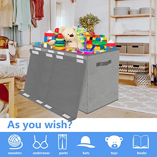 Homyfort Large Toy Box Chest For Kids Boys,Collapsible Toy Bin Storage Organizer Basket With Lids For Blanket,Toys,Toddler,Nursery,Playroom (Grey) #TOP2
