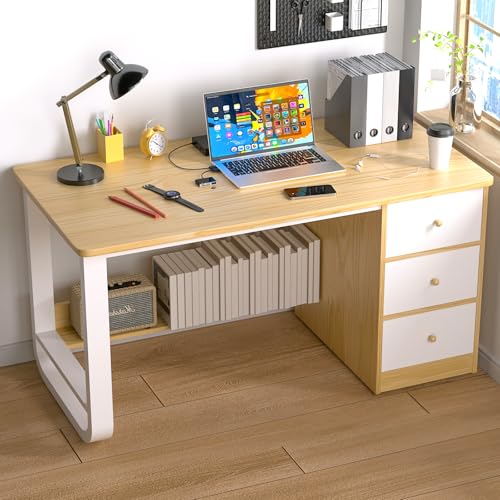 Consejos para Comprar Escritorios de Madera favoritos de las personas. 41 Escritorio de Oficina Minimalista,Escritorio para Computadora con 3 Cajones y Estante,Escritorio de 50CM de Ancho,Escritorio de Estudio para Oficina en Casa,Estación de Trabajo...