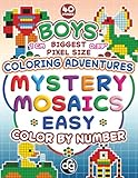 Mystery Mosaics with Easy & Big Size Pixels Color by Number Quest: Fun Coloring Adventures with Squares for Boys, Teens, Seniors and Adults for ... Activity (Mystery Mosaic Color By Number)