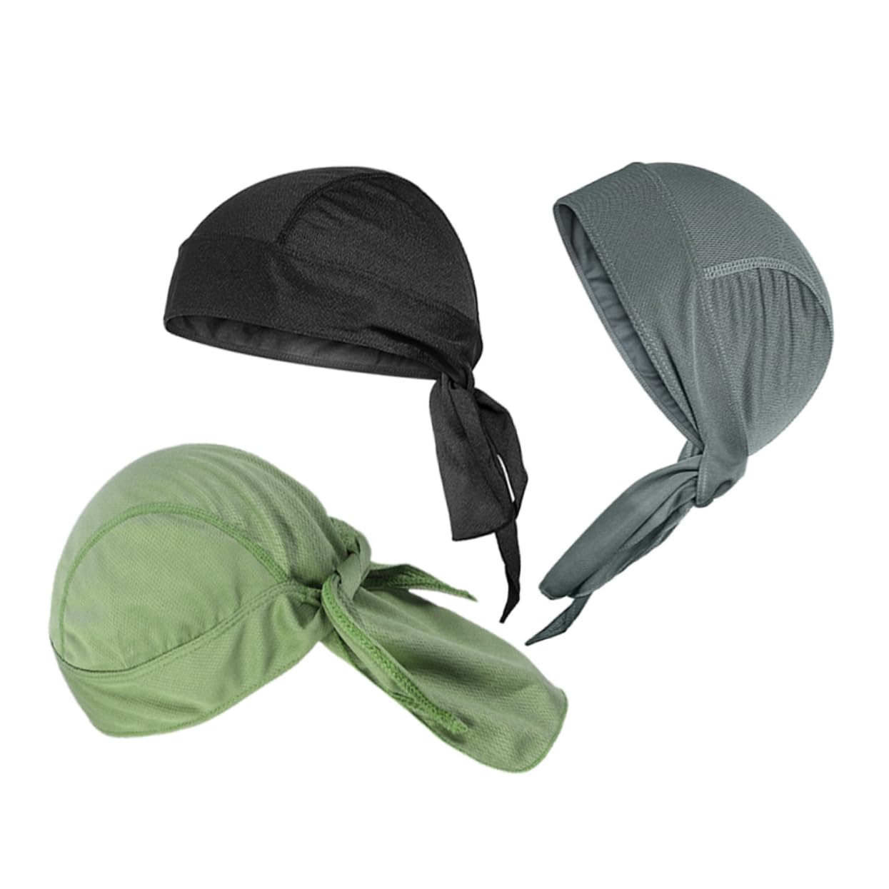 Mikikit 3Pcs Cooling Skull Caps for Men and Women Breathable Sweat Wicking Hat Liner Do Rag Head Wraps for Cycling Running and Outdoor Activities Light