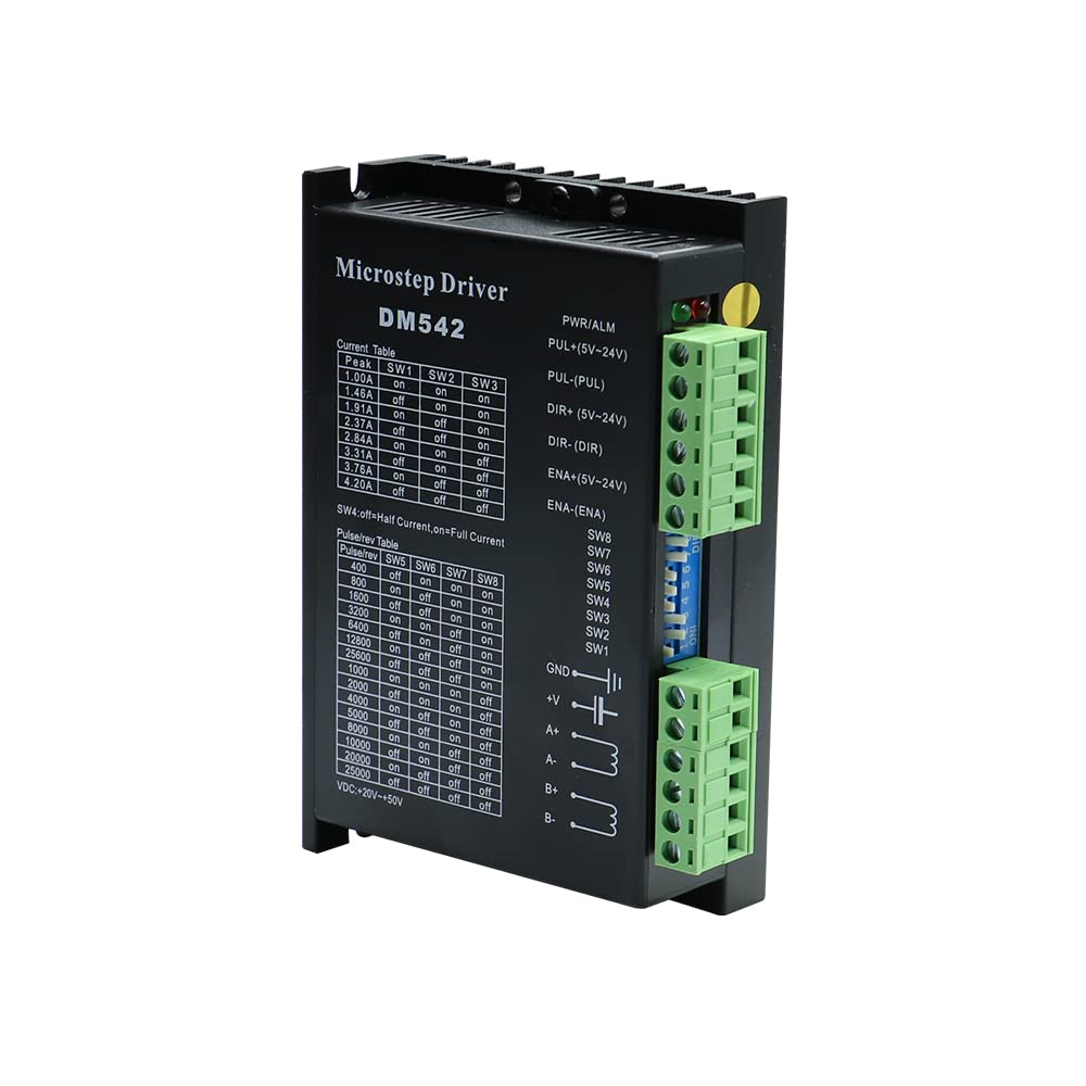 3D Printer CNC Microstep Driver DM542 Stepper Motor Controller 2-Phase Digital Stepper Motor Driver 20-50V DC Max 4.2A for Nema 17, Nema 23 Stepper Motor