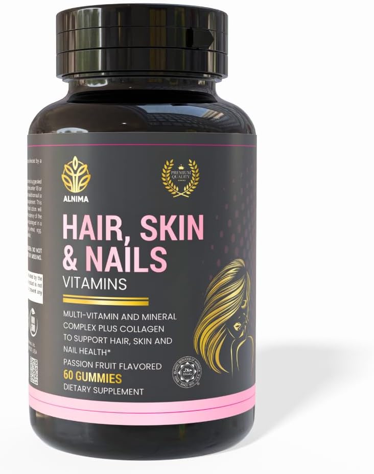 Halal Hair, Skin & Nails Gummies with Collagen & Biotin – Beauty Support for Women | 60 Gummies – Halal Certified, Non-GMO, Made in USA
