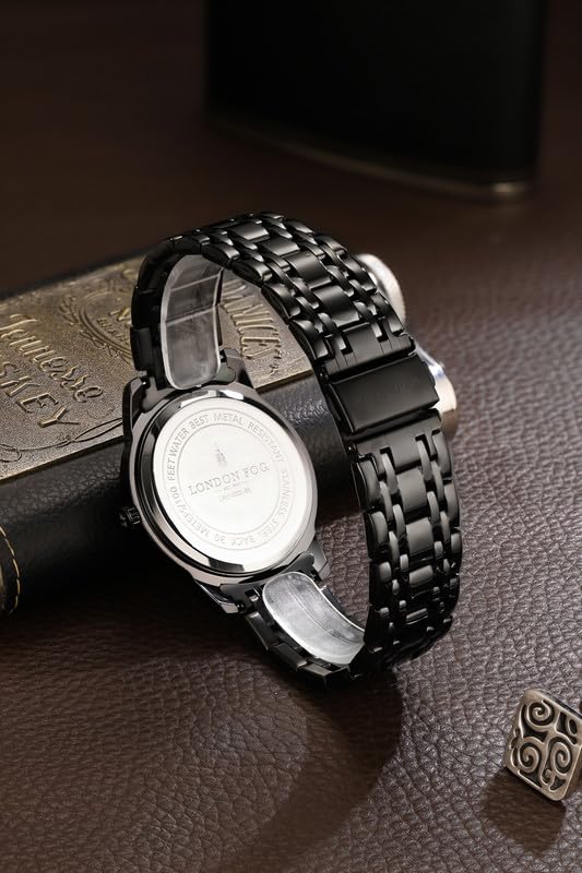 Image of London Fog Regent Collection Analog Quartz Watch for Men with Round Dial and Stainless Steel Strap, Metal Case, Date Display, Luminous Hands & Hour Markers, Water Resistant