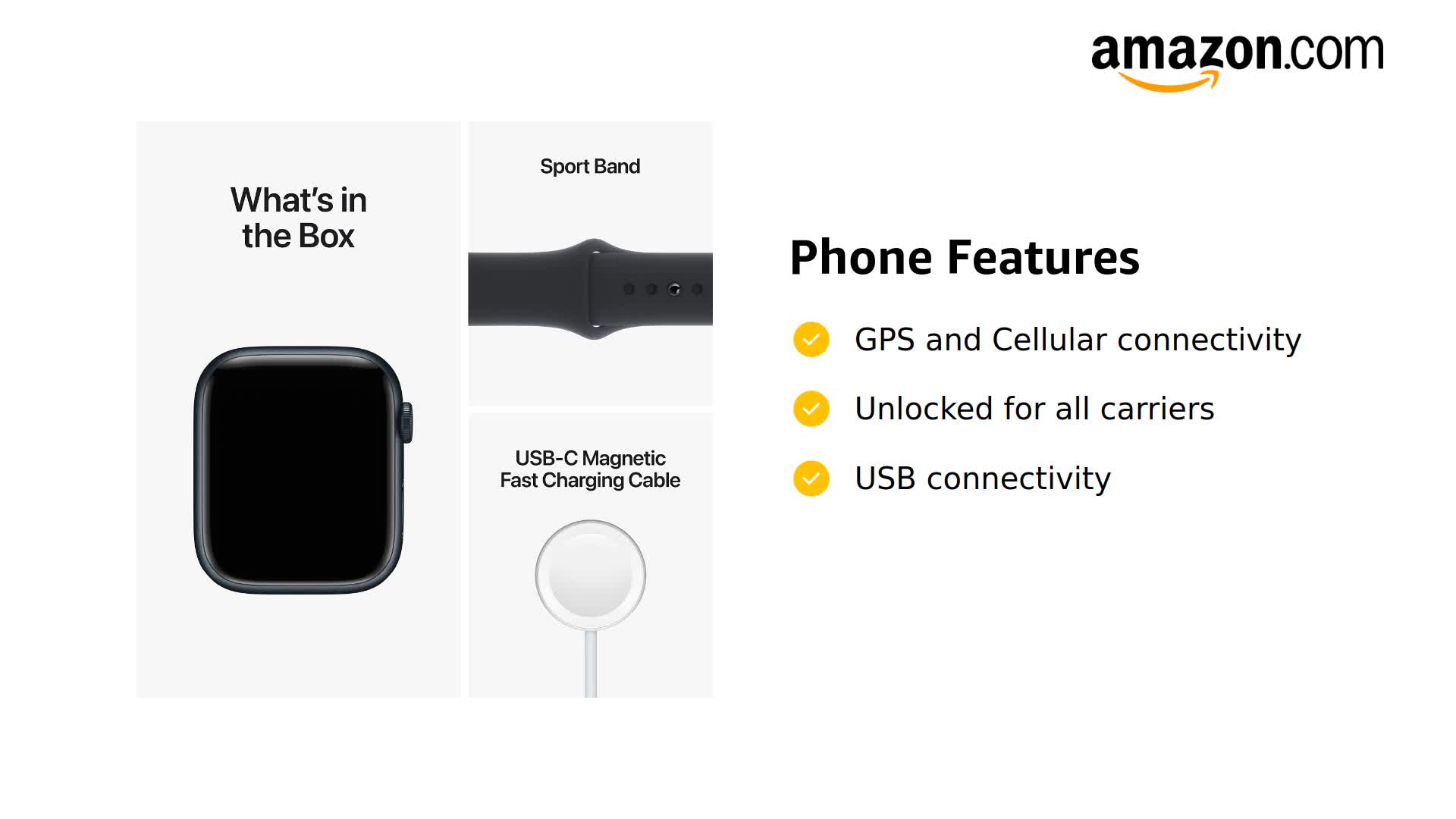 Amazon.com: Apple Watch Series 8 (GPS + Cellular, 45MM) Midnight