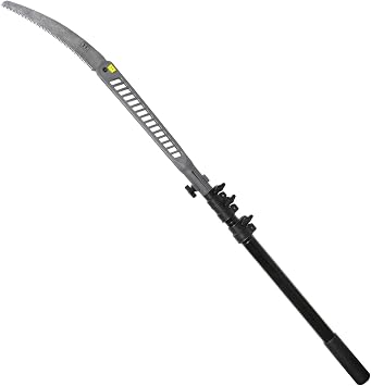 Hawk Ranger 8ft Pole Saw with 11" High Carbon Steel SK5 Blade & Lightweight Aluminum Pole | Extendable Rugged Corrosion-Resistant Folding Hand Saw for Tree Trimming
