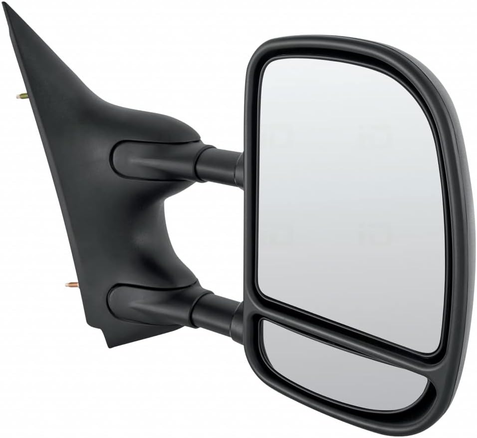 For Ford E-450 Super Duty/E-350 2003-2019 Door Mirror Driver Side | Manual | Telescoping Type | Dual Glass | Black Textured | Replacement For FO1320238 | 3C2Z17683DA, 3C2Z17683DAA