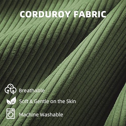 DWVO Upholstered Floor Sofa, Memory Foam Lazy Floor Sofa Couch, Large Soft Corduroy Beanbags Chair with Washable Cover for Living Room Apartment Dorm Office, Green