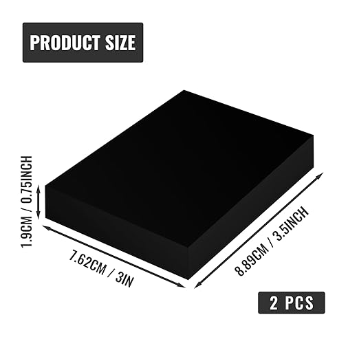 Placa de HDPE Negro 3/4 x 3 x 3.5 Pulgadas 2 Piezas miniatura 2