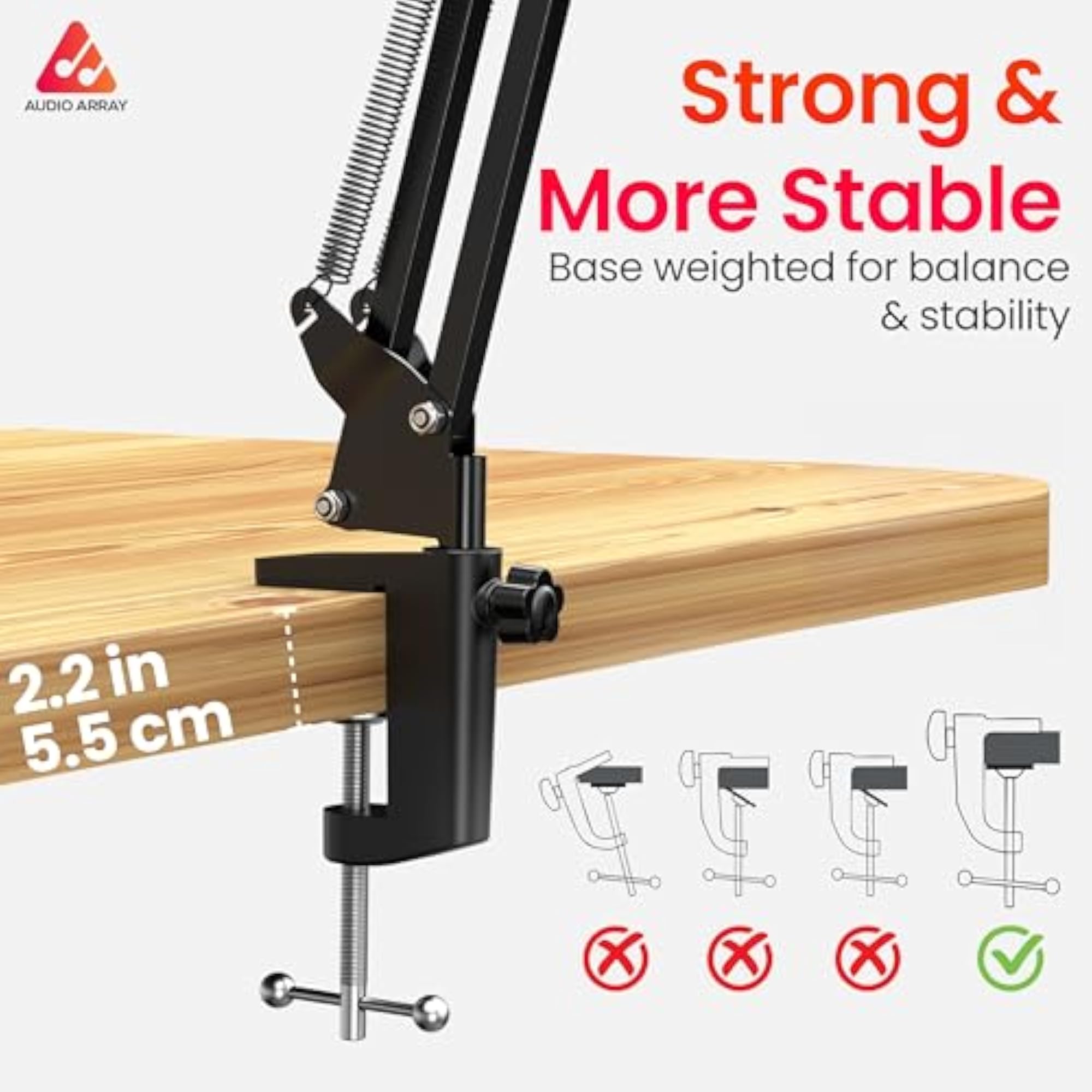 Suspension Boom Scissor Microphone Arm Stand with Universal Clamp