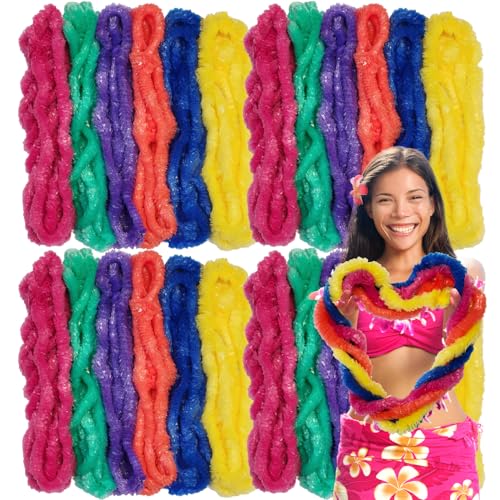 Colliers de fleurs en plastique pour fête hawaïenne et anniversaire | Lot de 100