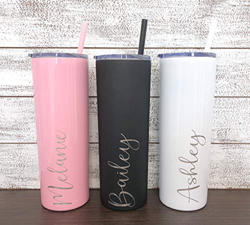 Personalized Tumbler - Laser Engraved - 20 oz Stainless Steel Skinny Tumbler