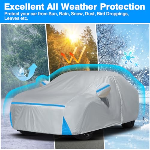 Image of Car Cover for 2006-2025 Mercedes Benz E-Class Sedan E300 E350 E450 /E43 E53 E63 AMG, Waterproof Custom-fit All Weather Sun Rain UV Snow Protection Outdoor Car Cover with Door Zipper & Cotton Lining