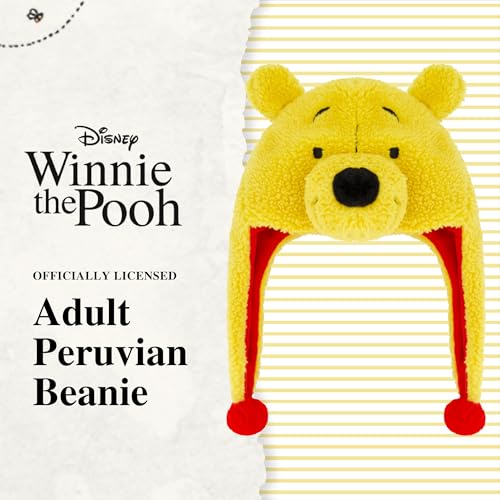 Image of Disney Winnie The Pooh Beanie Hat, Winter Knit Cap with 3D Ears, Yellow