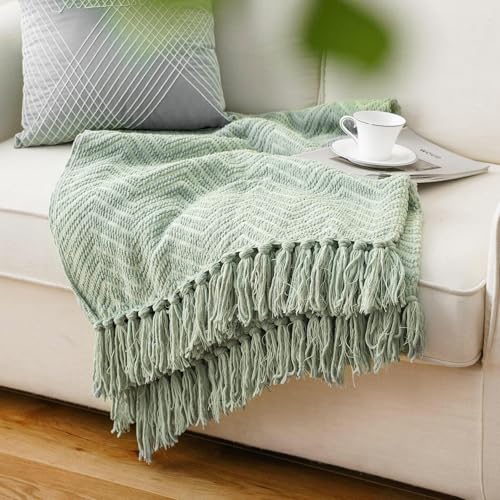 Image of BATTILO HOME Sage Green Throw Blanket for Couch, 50 inchx60 inch