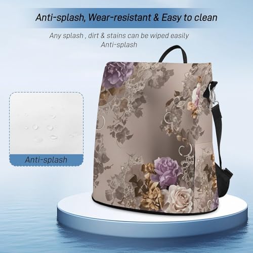 Waterproof Backpack Retro Lace Rose Casual Bags for Women Anti-theft Daypacks Fashion Versatile Bag3
