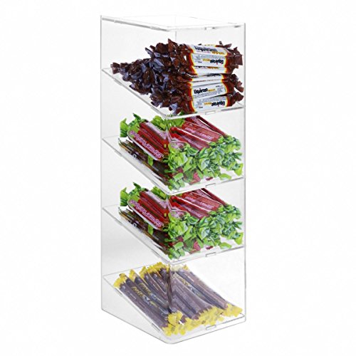 Designplex Porta Caramelle Confezionate In Plexiglass Trasparente A 4 Ripiani Misure: 15X18X H48 Cm